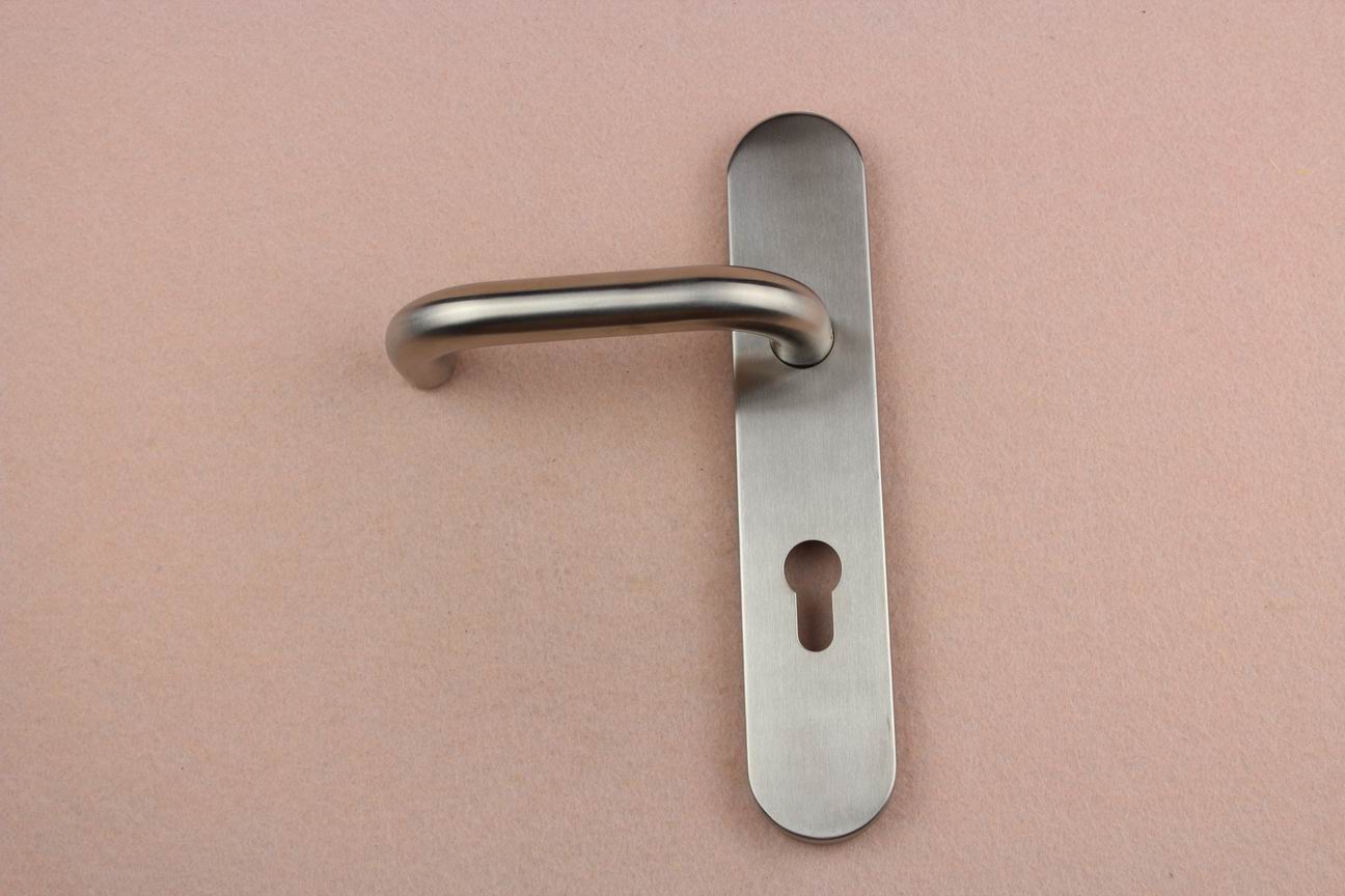 Stainless steel 304 grade U sharp tubular door handle lock with plate